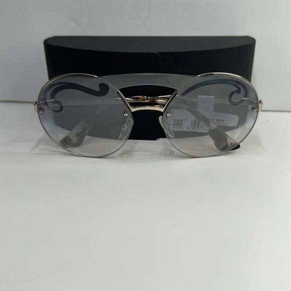 New Authentic Prada Gray and Gold Geometric Sunglasses main image 14